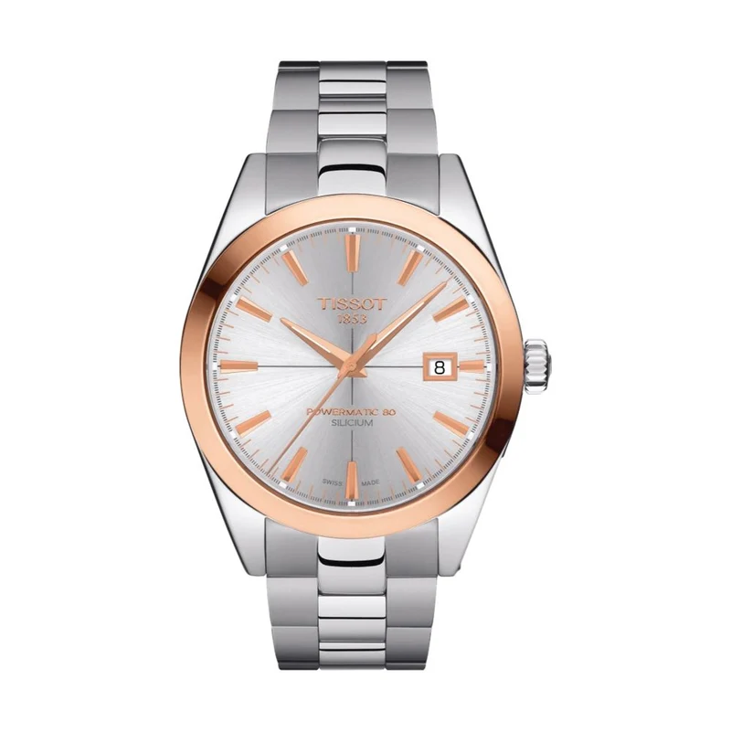 Gentleman Powermatic 80 Silicium Solid 18K Gold bezel 40mm - Silver on Bracelet