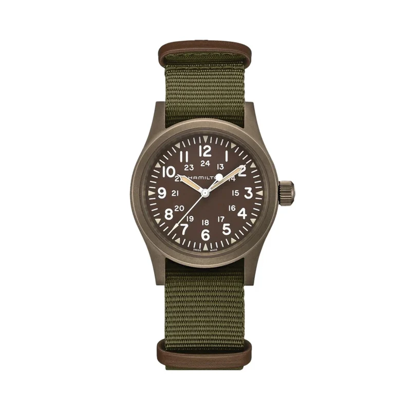 Khaki Field Mechanical Brown PVD 38mm - Brown on One-Piece Textile Strap