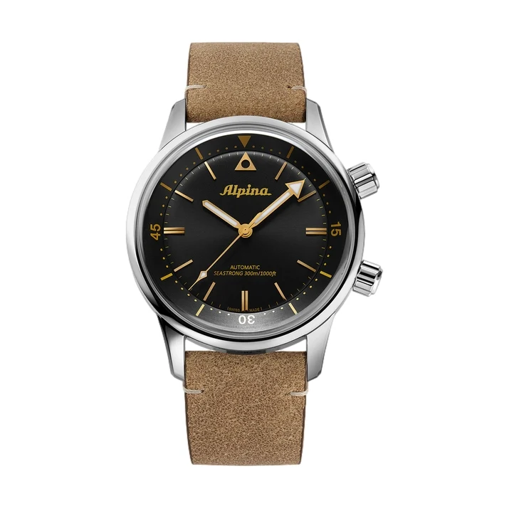 Seastrong Diver 300 Heritage 42mm - Black on Leather Strap