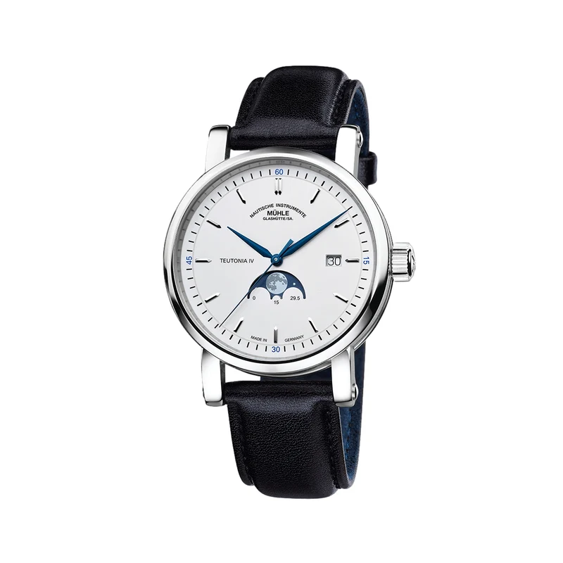 Teutonia IV Moonphase 41mm - White on Leather Strap