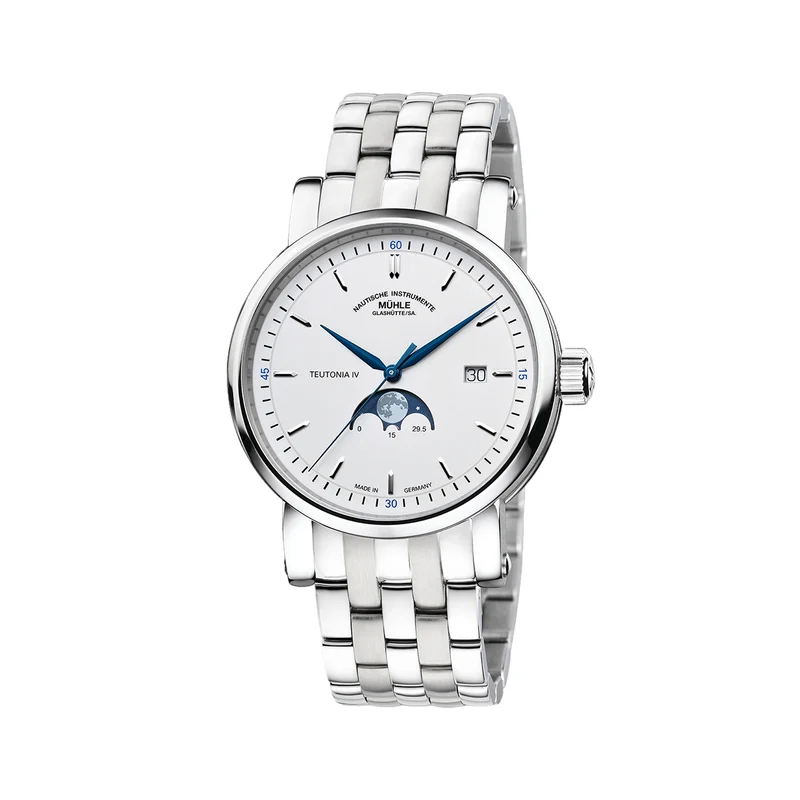 Teutonia IV Moonphase 41mm - White on Bracelet