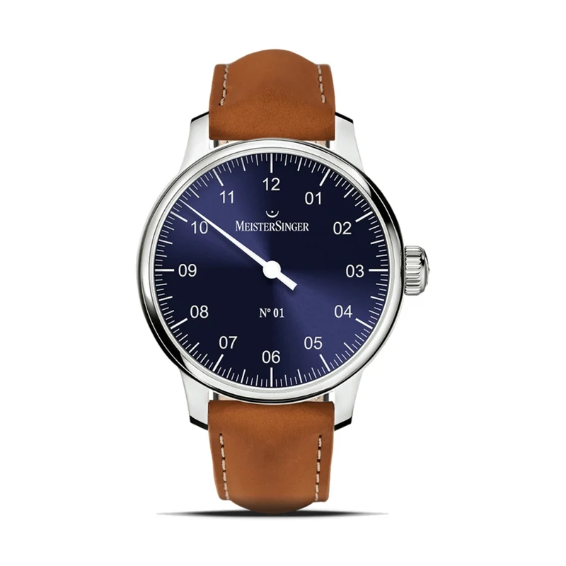 №01 43mm - Blue on Leather Strap