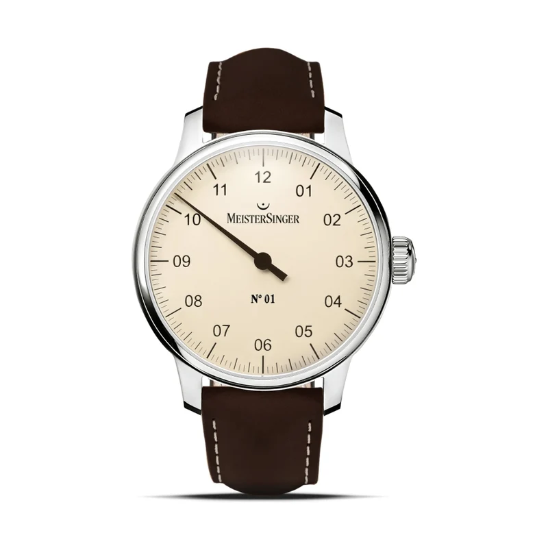 №01 43mm - Ivory on Leather Strap