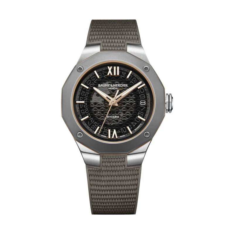 Riviera 10720 Titanium Automatic Date 39mm - Grey on Rubber Strap