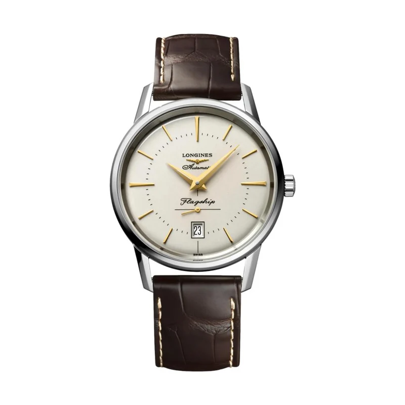 Flagship Heritage 38.5mm - Ivory on Leather Strap
