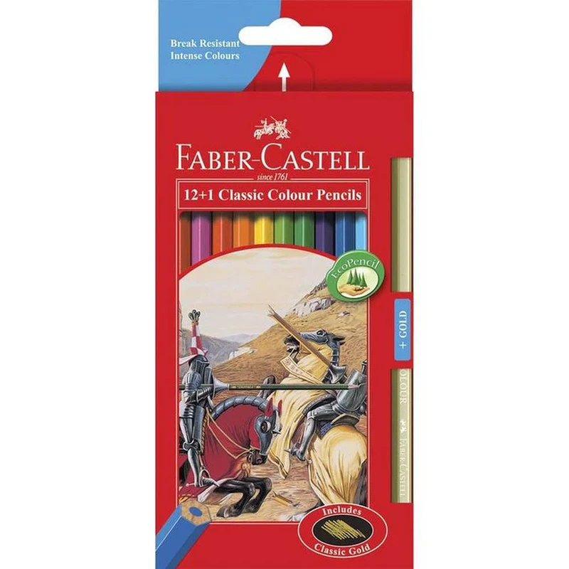 Faber-Castell Classic Colour Pencils Plus Bonus Grip Gold Pencil Pack 12