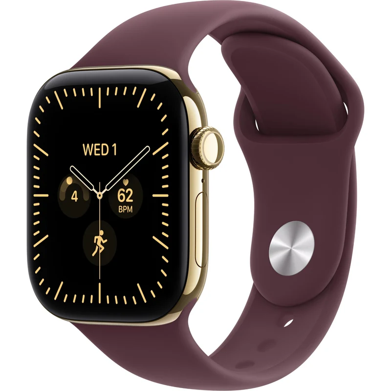 Apple Watch Series 12 42mm Radiant Gold Titanium Case GPS + Cellular Sport Band (M/L) [Burgundy]