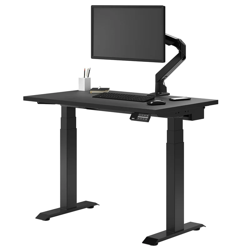 Desky Dual Mini Sit Stand Desk 900x500 Black Desktop and Matte Black Frame