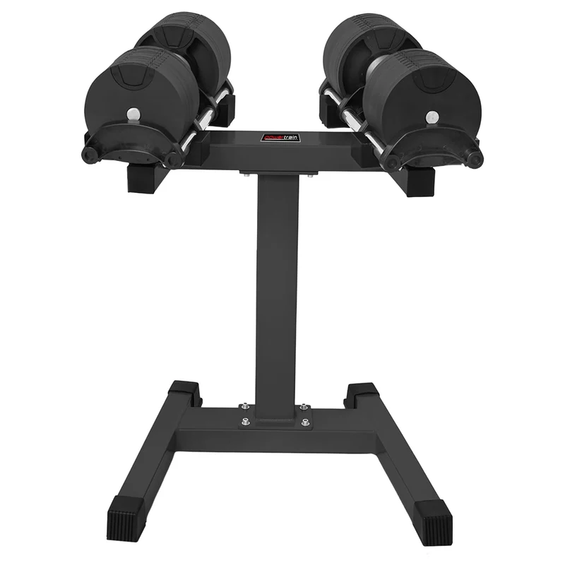 Powertrain Eon 72kg Adjustable Dumbbell Pair with Stand 2x 36kg Quick Dial Weights Set for Home Gym Strength Training