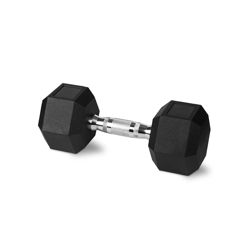 Bodyworx Rubber Hex Dumbbell 9kg Chromed Grip Home Gym Workout