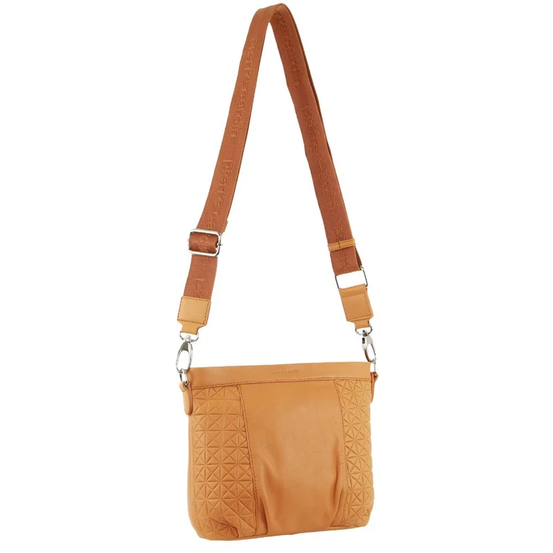 Pierre Cardin Women's Webbing Strap Leather Shoulder Crossbody Bag 26cm Apricot