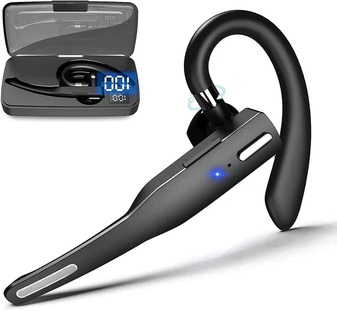 Cuffie/Earpiece Bluetooth 5.1 Wireless con Microfono Doppio per Autisti con Cancellazione del Rumore