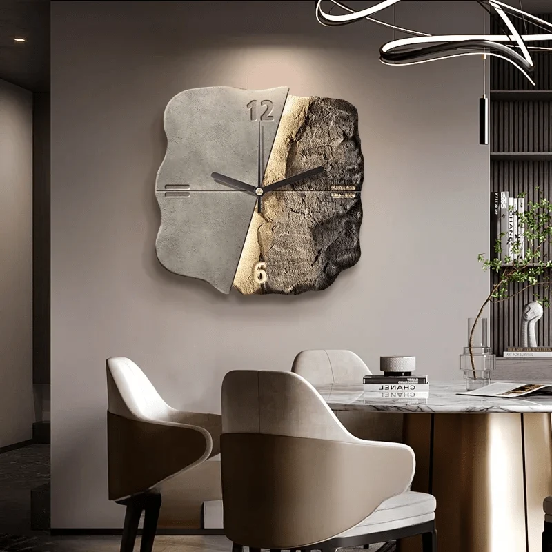 STONEAURA – Orologio da parete moderno in arenaria con rilievo 3D e tecnologia al quarzo silenziosa