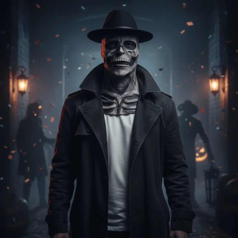DREADSKULL – Maschera scheletrica realistica con cappello per una trasformazione di Halloween definitiva
