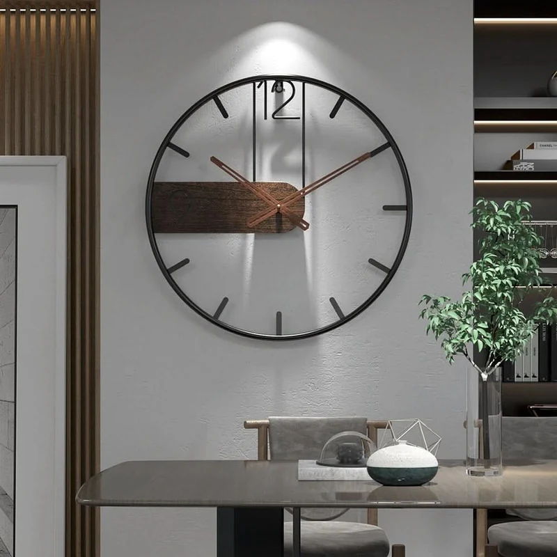 Orologio Horium Grande Rotondo in Metallo per Interni Moderni con un Tocco Elegante