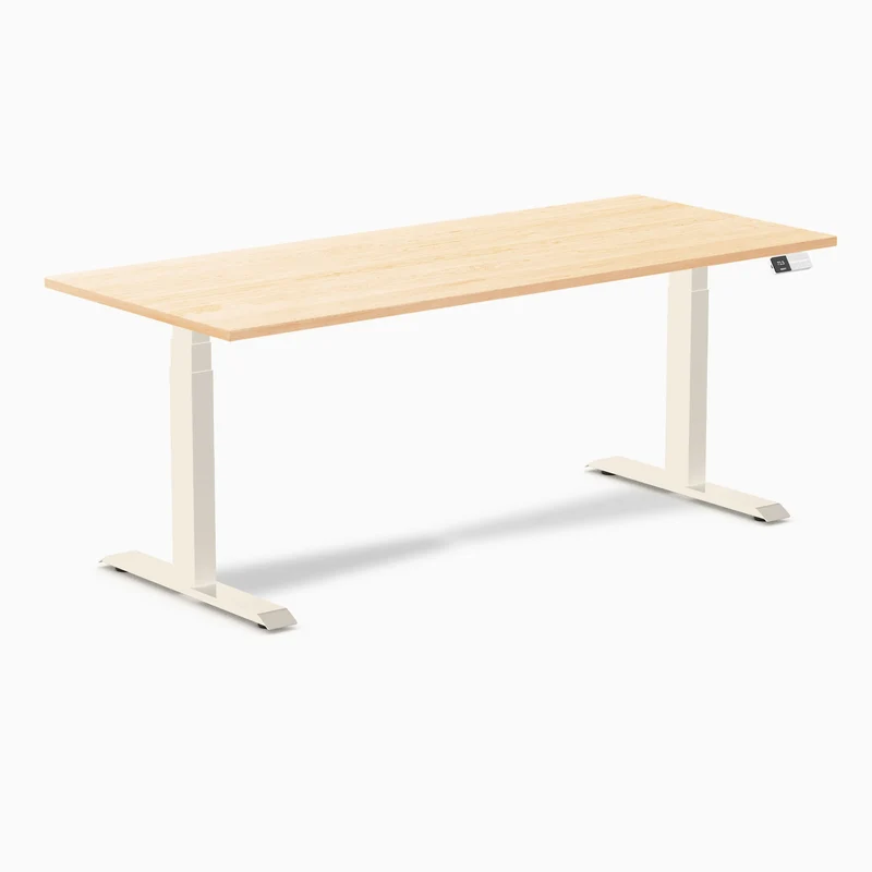 Desky Dual Hardwood Sit Stand Desk 180cm Maple Desktop and Wheat Frame
