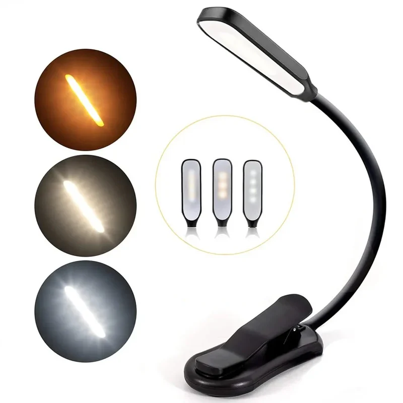 LumiLeaf 7 LED Lampada da Lettura | Ricaricabile USB | 3 Temperature di Colore & 9 Livelli di Luminosità | Flessibile & Delicata per gli Occhi