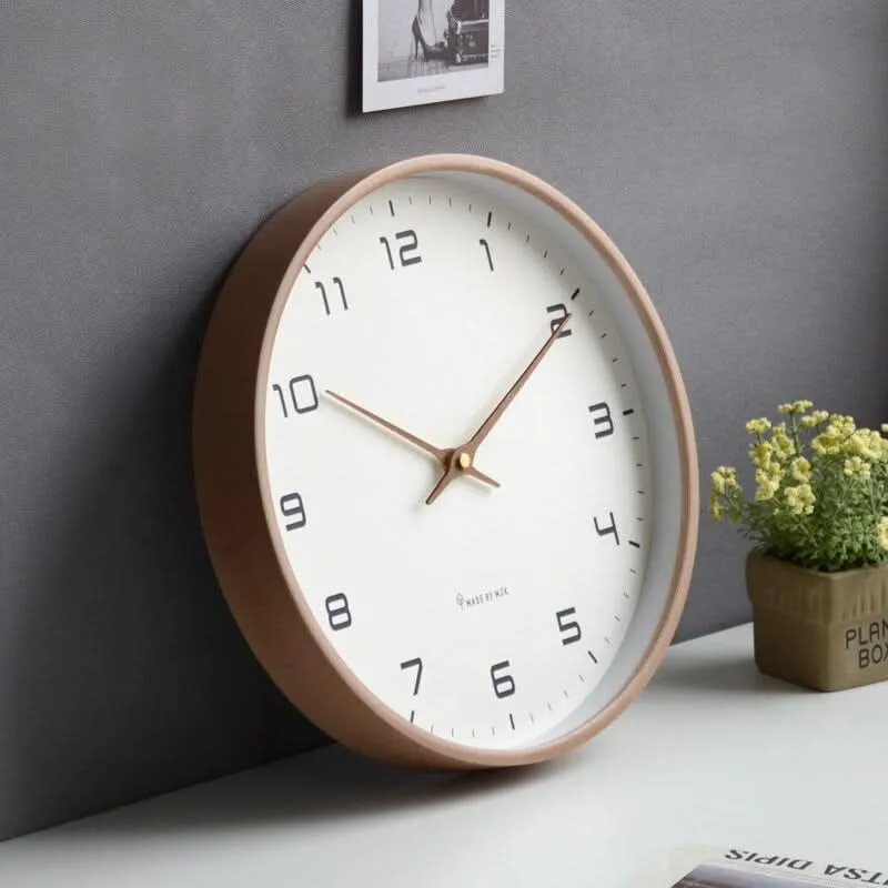 NordischeZeit Orologio da Parete in Legno – Design Scandinavo Silenzioso per Ambienti Abitativi Sereni