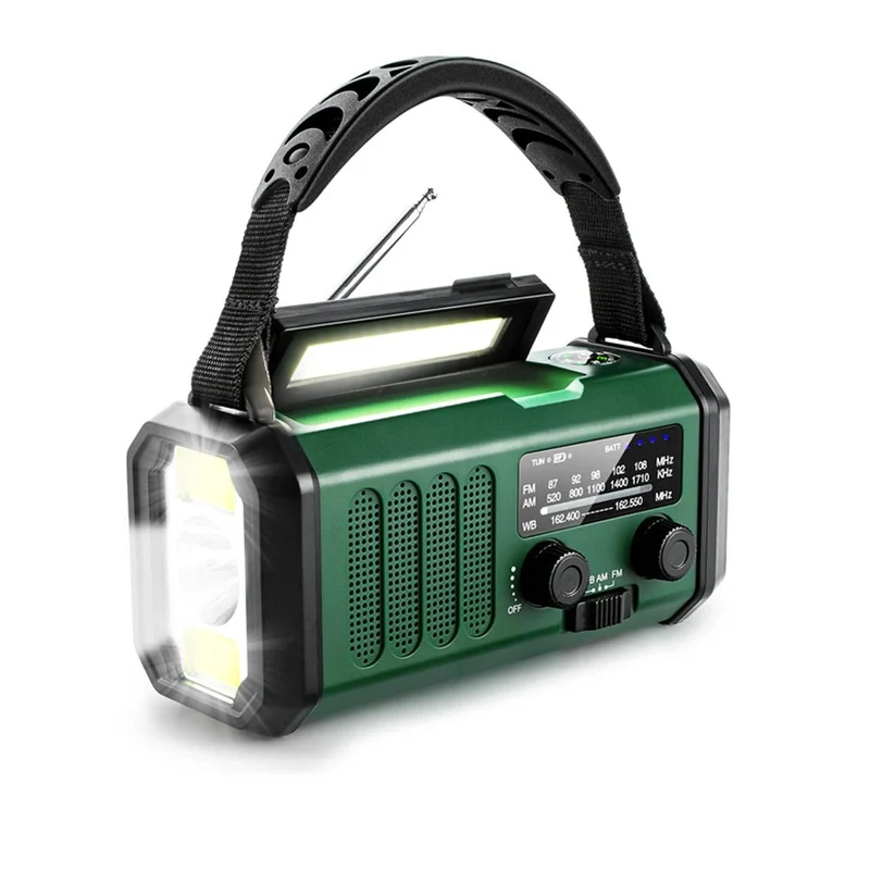 Radio di Emergenza Professionale - Ricaricabile a Manovella & Solare - Potente e Durevole