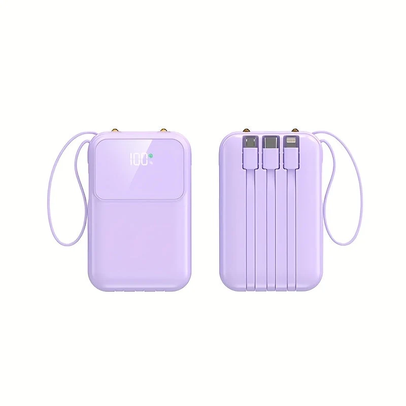 Power Bank Portatile Ultimo 10000mAh - Ricarica Veloce con Cavi Integrati