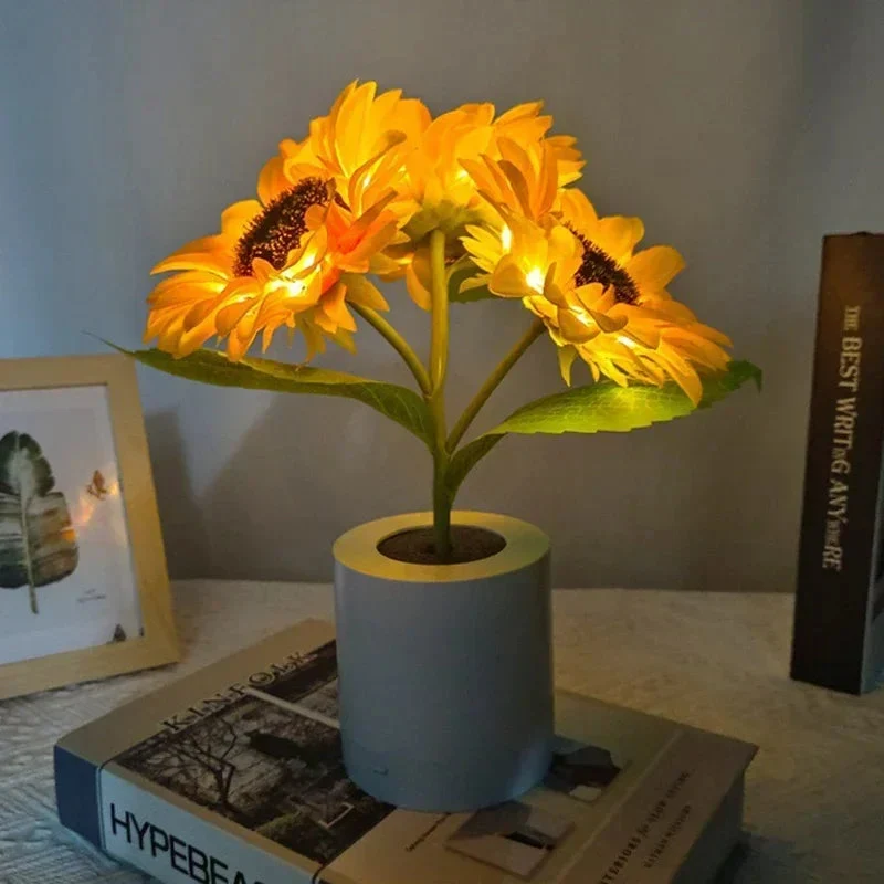 Lampada da notte ricaricabile a forma di girasole