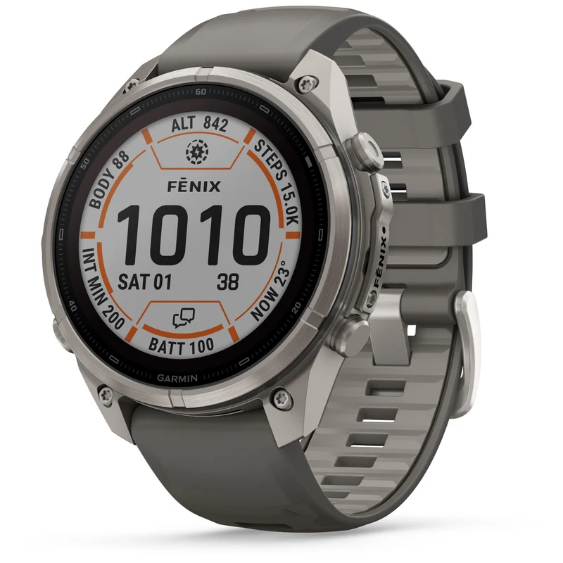 Garmin fenix 9 Pro inReach Solar 47mm with Titanium with Pebble Grey Silicone Band