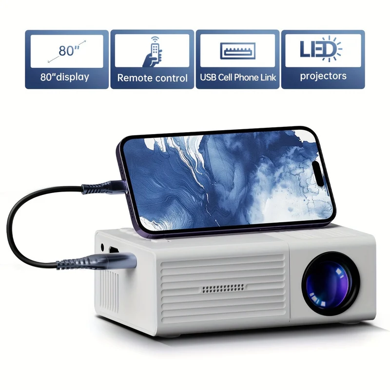 Mini Proiettore Ultra-Luminoso 3000 Lumen – Portatile, HDTV & USB, Ideale per Cinema a Casa & All'aperto!
