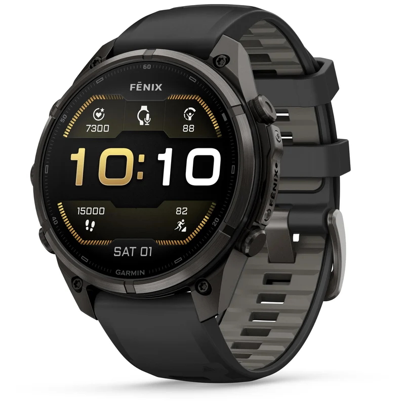 Garmin fenix 9 Pro 47mm (Carbon Grey DLC Titanium with Black/Pebble Grey Silicone Band)