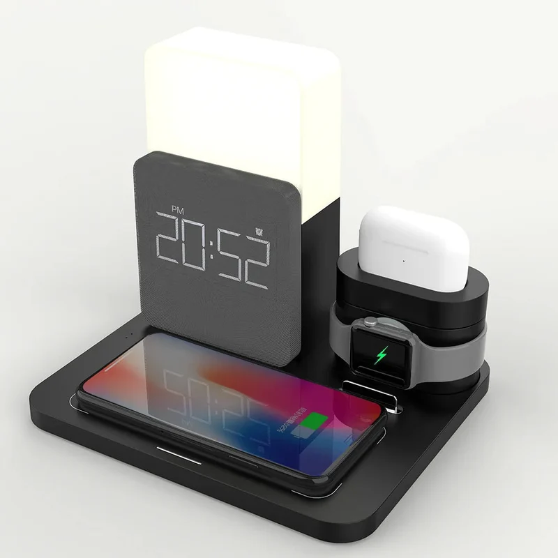 Stazione di Ricarica Wireless Multi-Funzionale – Include Lampada e Sveglia