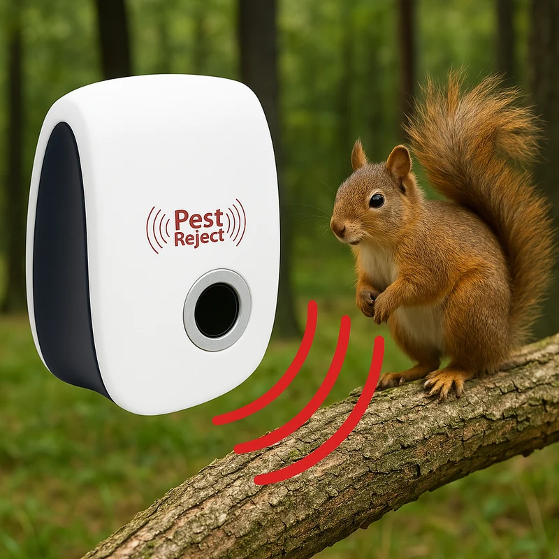 Dispositivo Repellente Ultrasonico per Scoiattoli - Controllo Efficace dei Parassiti per Allontanare gli Scoiattoli in 48 Ore per Giardini e Cortili
