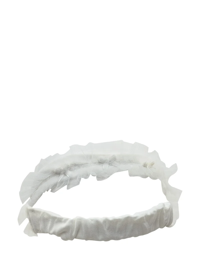 Monnalisa Fascia Bianca con Tulle e Fiocchetti