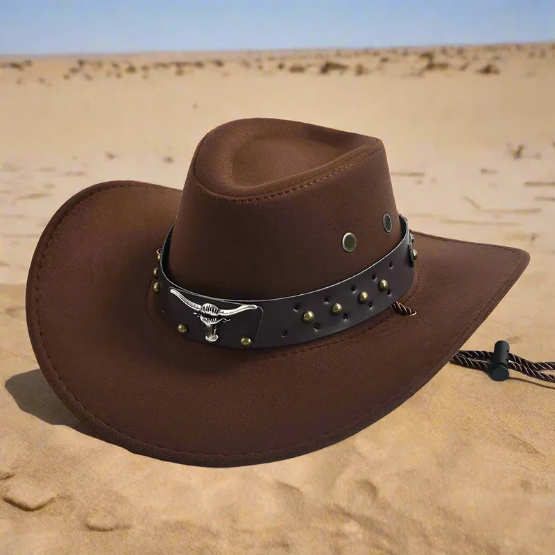 Cappello da Cowboy | Modello Classico | Pelle Vegana & Fascia Intrecciata
