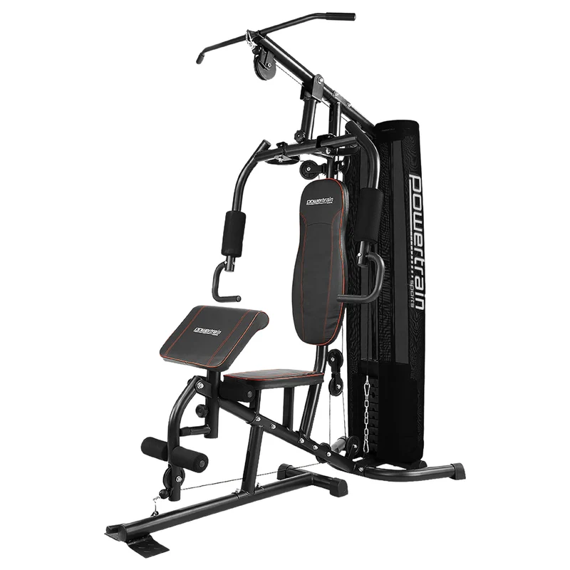Powertrain Multi Station Home Gym 68kg Weight Stack All-in-One Fitness Workout Machine Lat Pulldown Preacher Curl