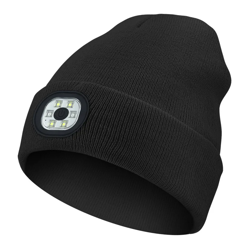 Cappello Unisex 3-i-1 Bluetooth-hue - 6 LED, ricaricabile USB con cuffie per uso invernale