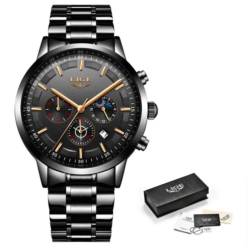 Orologio in Acciaio Nero Militare