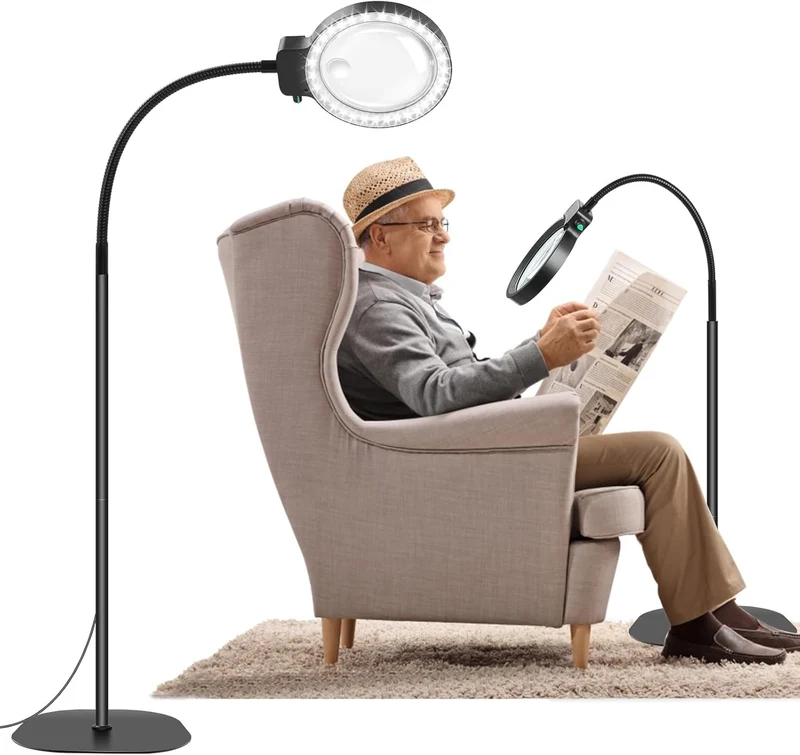 Lenti ingrandenti a tutto campo con luce LED – Aiuto alla lettura a mani libere per libri, artigianato e hobby
