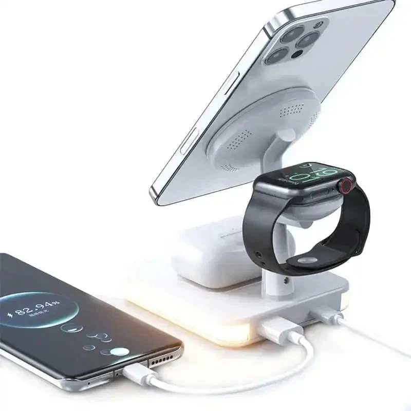 OpulenceCharge Supporto di Ricarica 3-in-1 | Caricabatterie wireless premium con ricarica magnetica rapida per dispositivi Apple