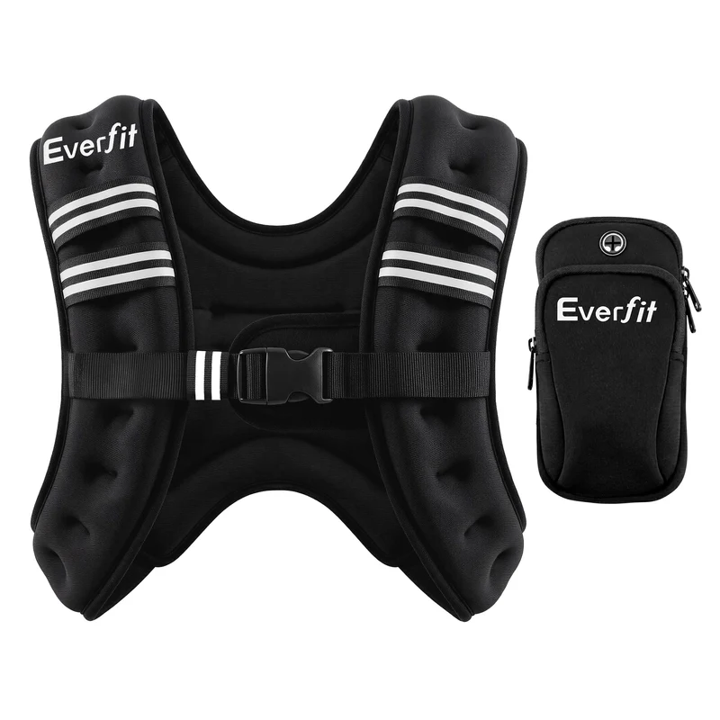 Everfit 8kg Weighted Vest Men Women, Reflective Running Vest with Armband Pouch