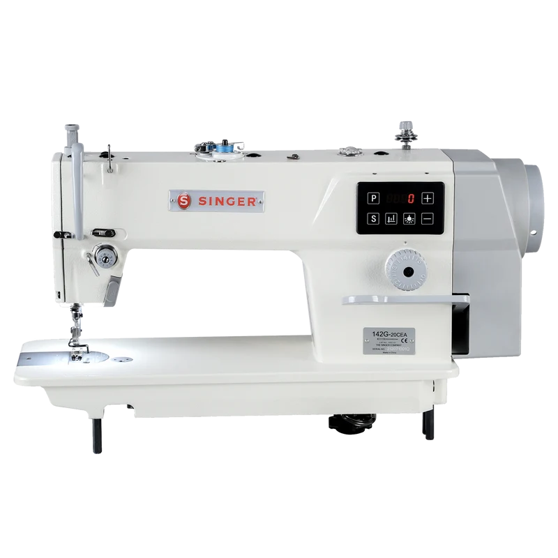 Singer 142G E Series Single Needle Integrated Lockstitch Industrial Sewing Machine with Table - Fabric Medium To Heavy