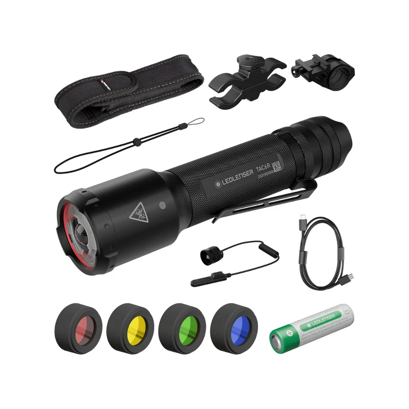 Ledlenser TAC6R Outdoor Set Tactical Rechargeable Flashlight Torch Kit